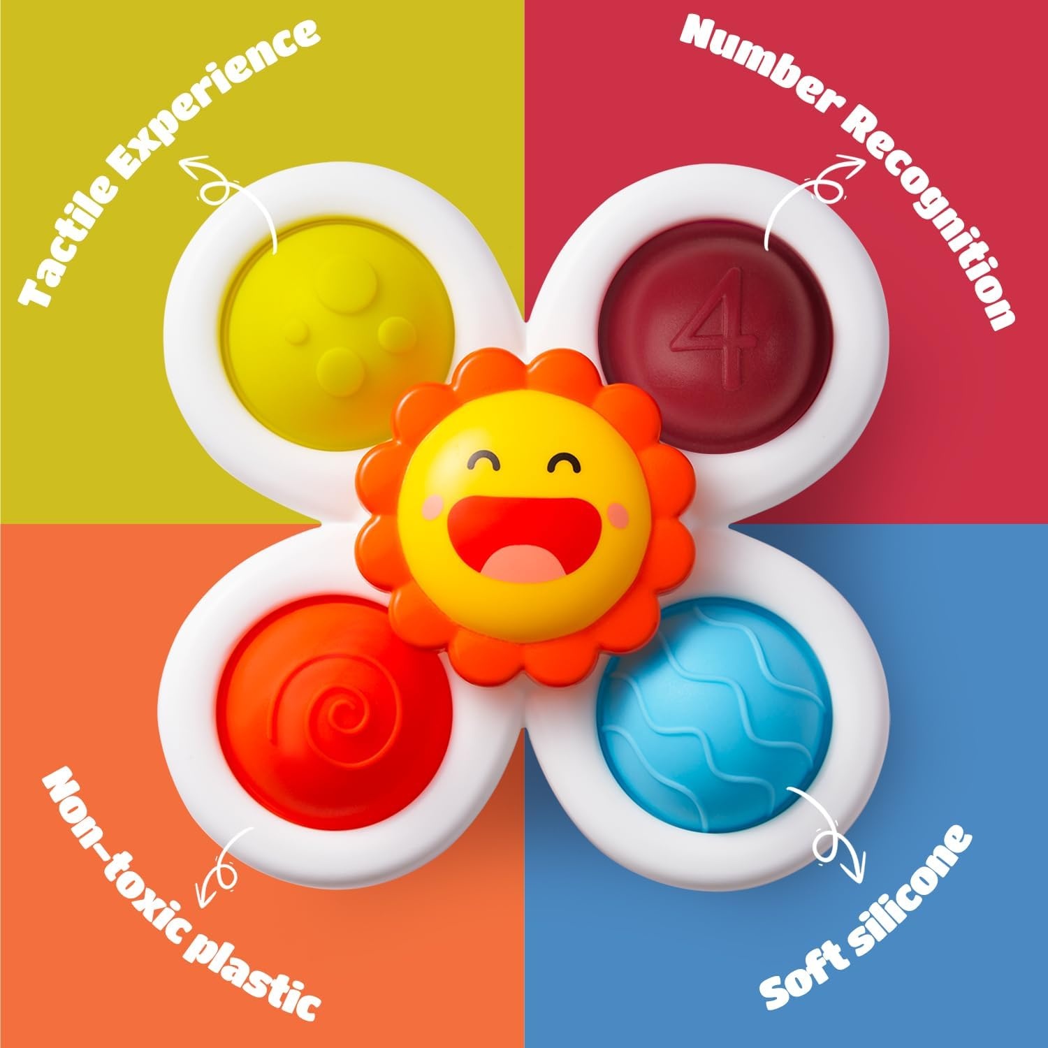 image:imageLiKee Strong Suction Cup Fidget Rotating Sensory Bath Toys for Baby ToddlerSun
