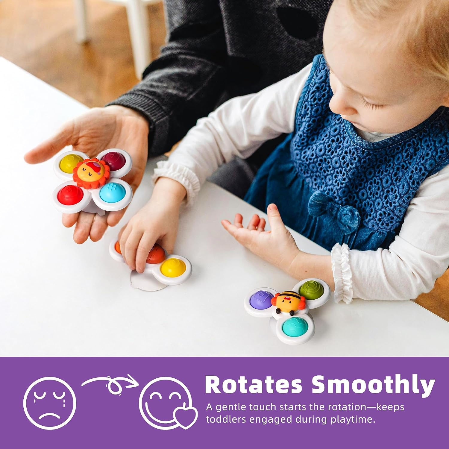 image:imageLiKee Strong Suction Cup Fidget Rotating Sensory Bath Toys for Baby ToddlerSun