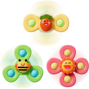 LiKee Strong Suction Cup Fidget Rotating Sensory Bath Toys for Baby(Sun)