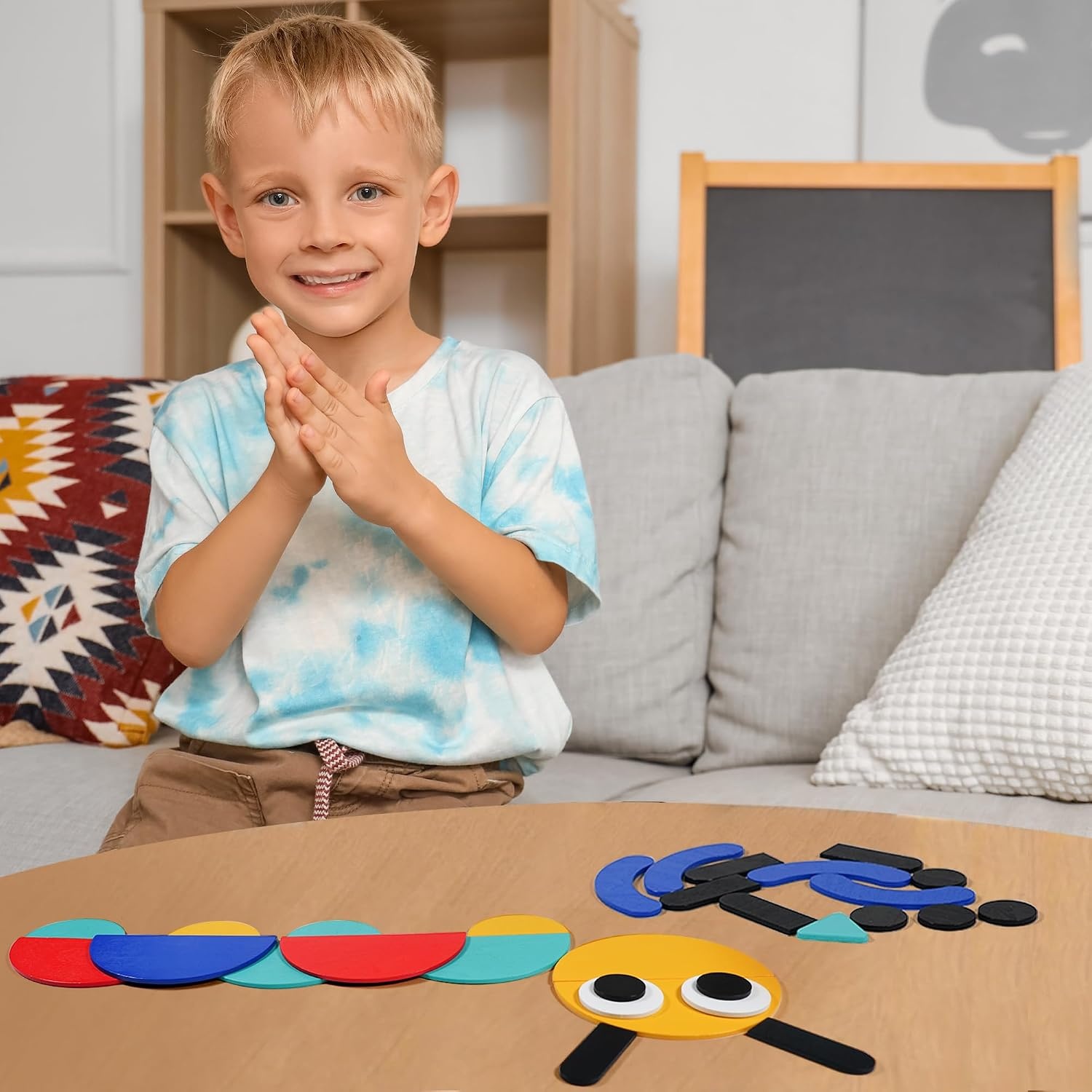 image:imageLiKee Wooden Shape Puzzle 36 Blocks Montessori Toy for Kids 3 72 60 Cards1 booklet